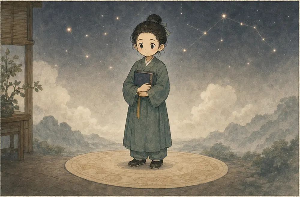 阿照合上图册,站在一块安稳的圆形纸垫上,远处星点仍在但不再拉扯她。