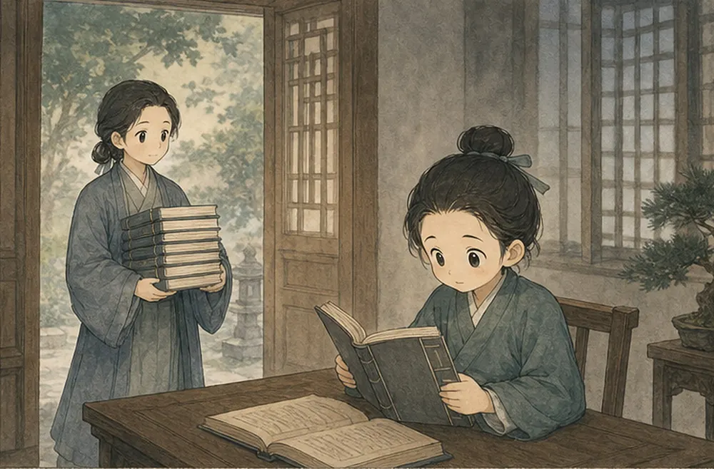 门外有人抱着一摞书需要帮忙,阿照仍沉浸在想象里没有看见。
