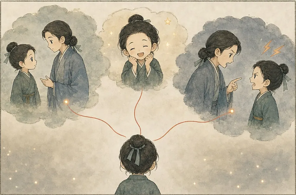 细线又分向旧对话、想象中的表情和尚未发生的争执。
