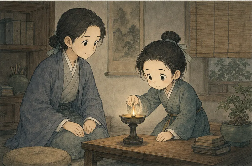 阿照把灯芯压得极低，房间变得模糊，她满意地说很安静。