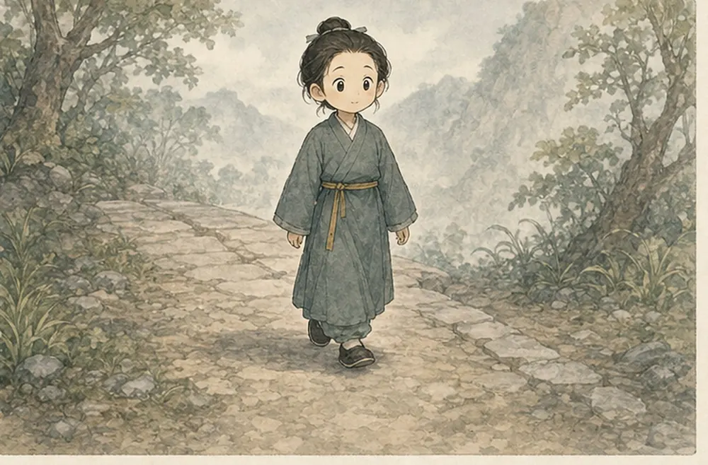 修补完成后，阿照放下工具继续前行，没有把成果挂满衣服。