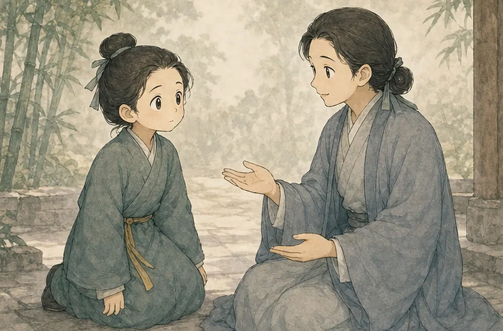 阿照脱下高帽，换回普通青衣，认真听另一人的不同意见。